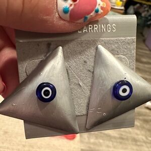 Silver and Blue Evil Eye Earrings